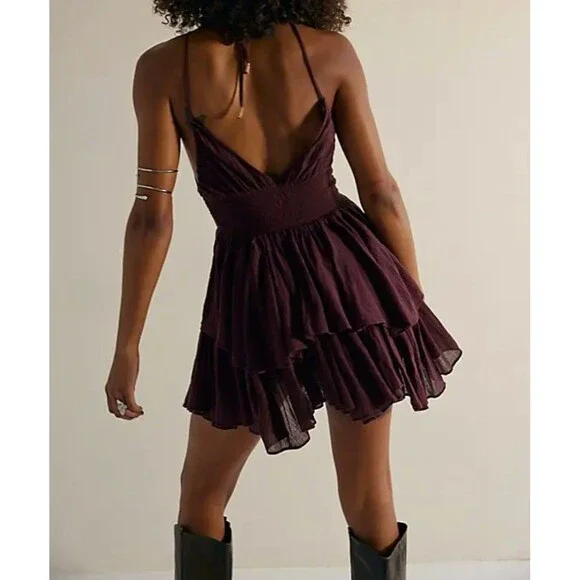 Free People Free-Est Whispering Waves Mini Dress Smocked Lace XS NWT 286326 - Picture 2 of 7